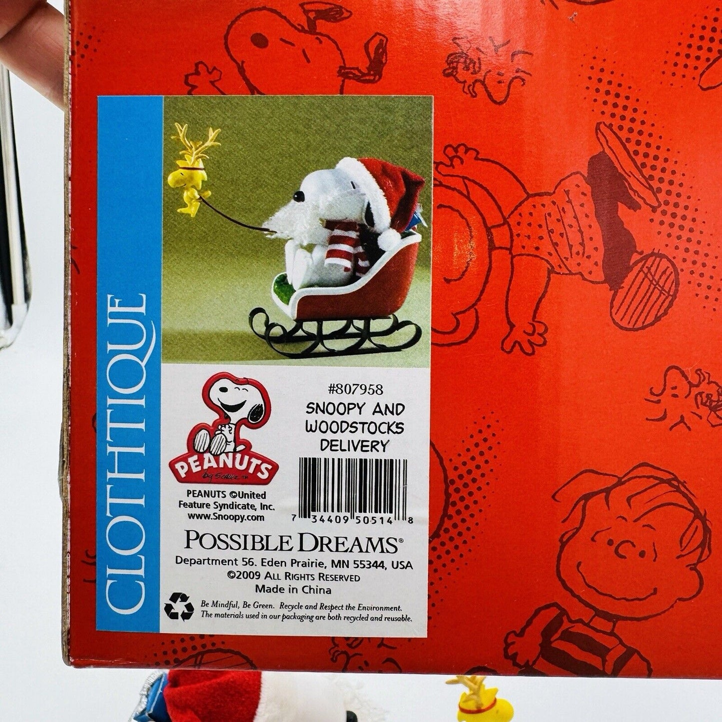 Clothique Peanuts Snoopy &Woodstocks Delivery Possible Dreams Figurine Christmas