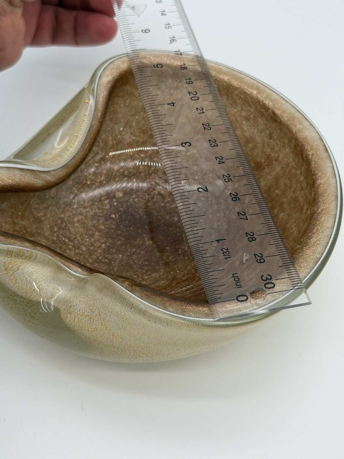 Murano Art Glass Alfredo Barbini Gold Dust Vintage 1950 Ashtray Bowl