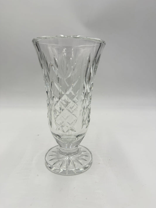 Waterford Ireland Lead Cut Crystal Ashbourne Pattern Footed Vase 6.5in