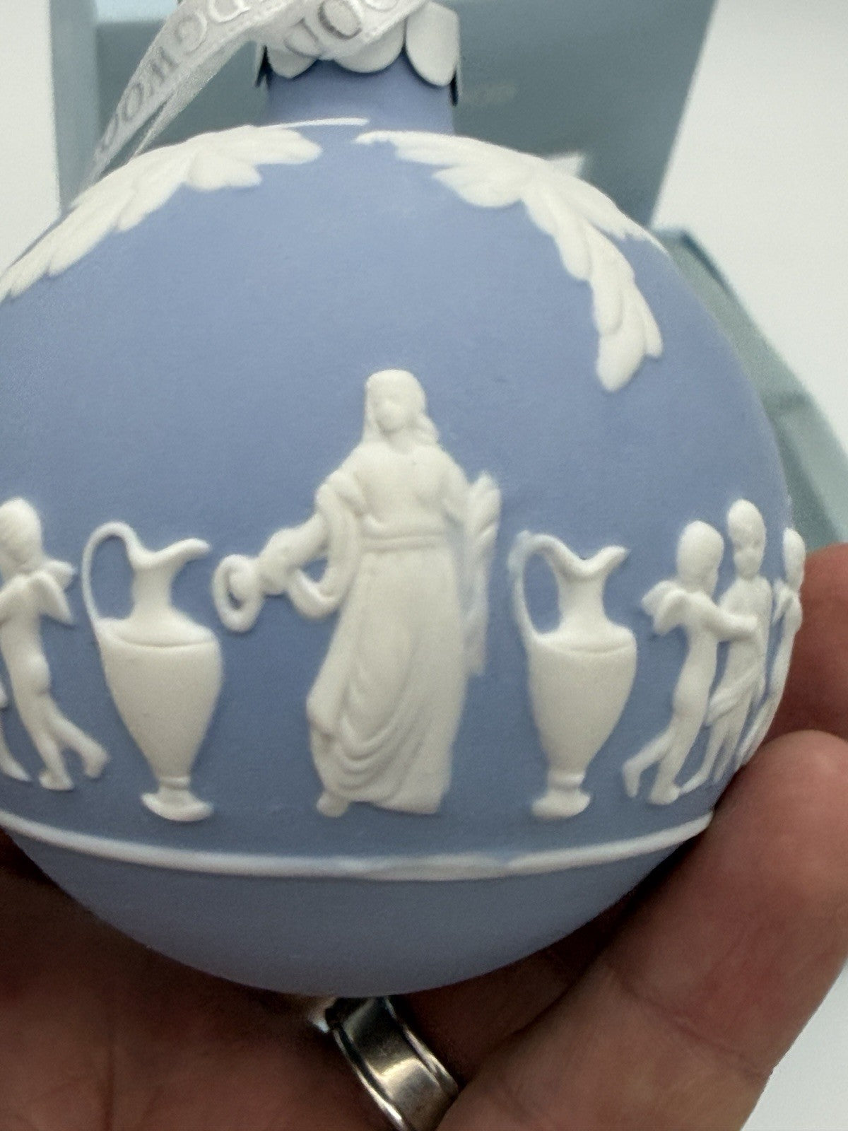 Wedgwood England Blue & White Jasperware Ornament Women &Children Cherubs