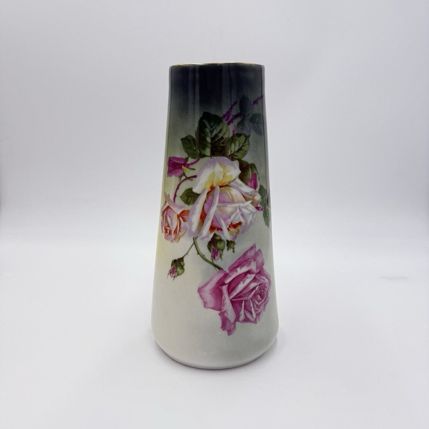 Antique Carl Tielsch CT Altwasser Silesia Germany Hand Painted Vase 1900's 10.4”