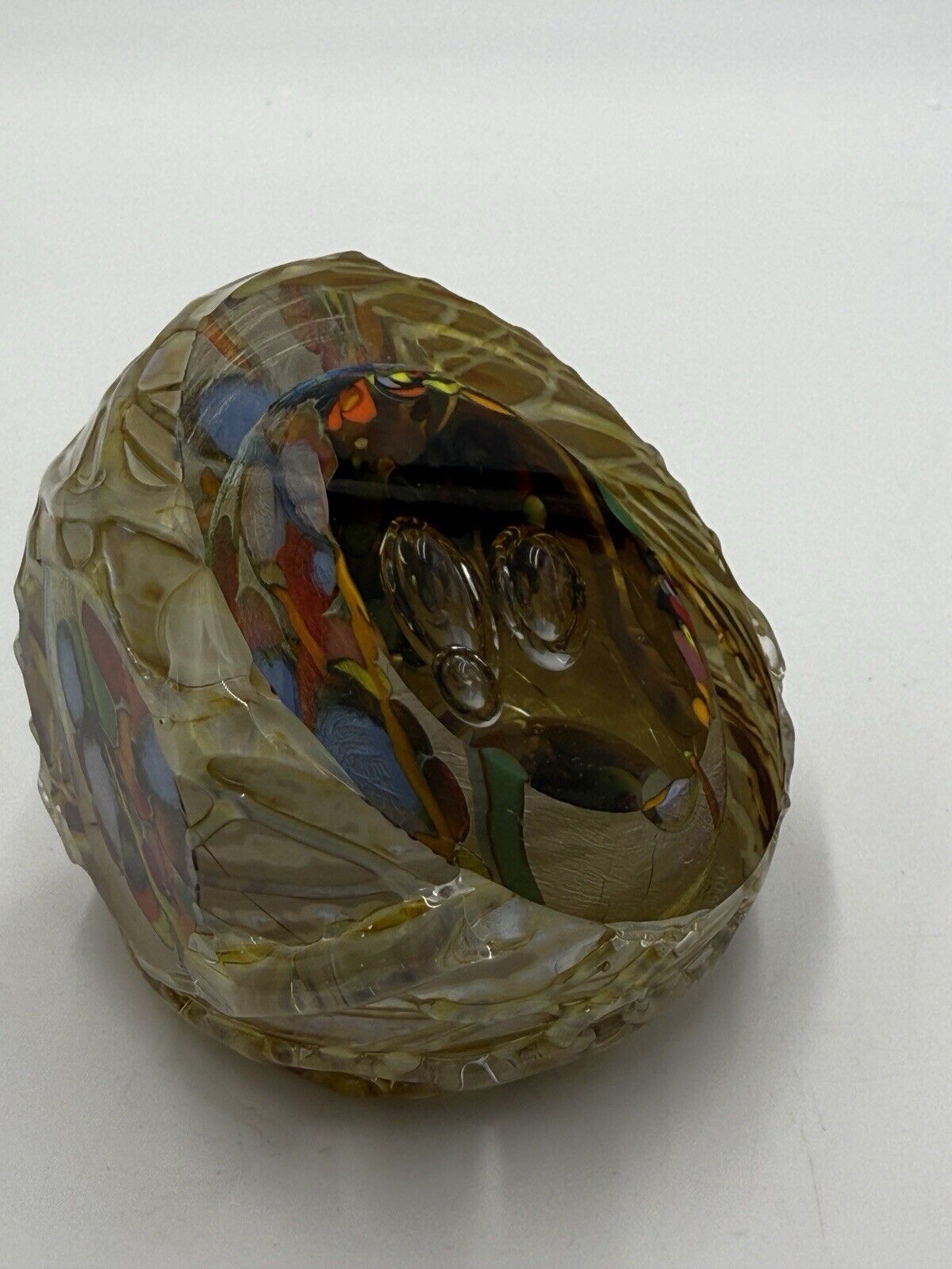 Douglas BECKER Signed Art Glass Paperweight Studio Dichroic Confetti Signed 1981