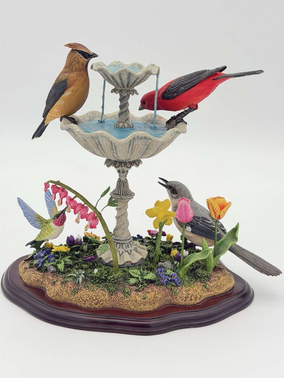 Danbury Mint Spring Gathering Bob Guge Bird Bath Painted Floral Season Figurine