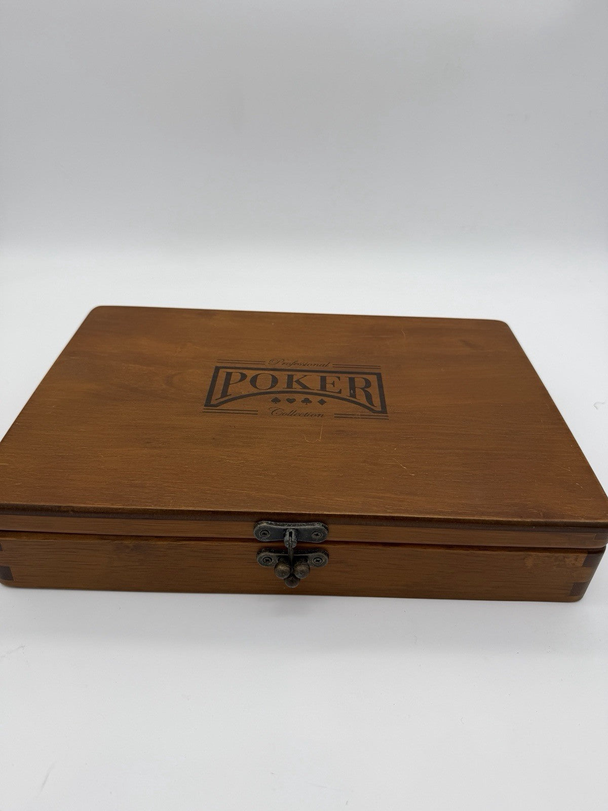 M.LOUIS ACC PROFESSIONAL POKER CHIP SET  WOOD CASE 200 chips Vintage Rare
