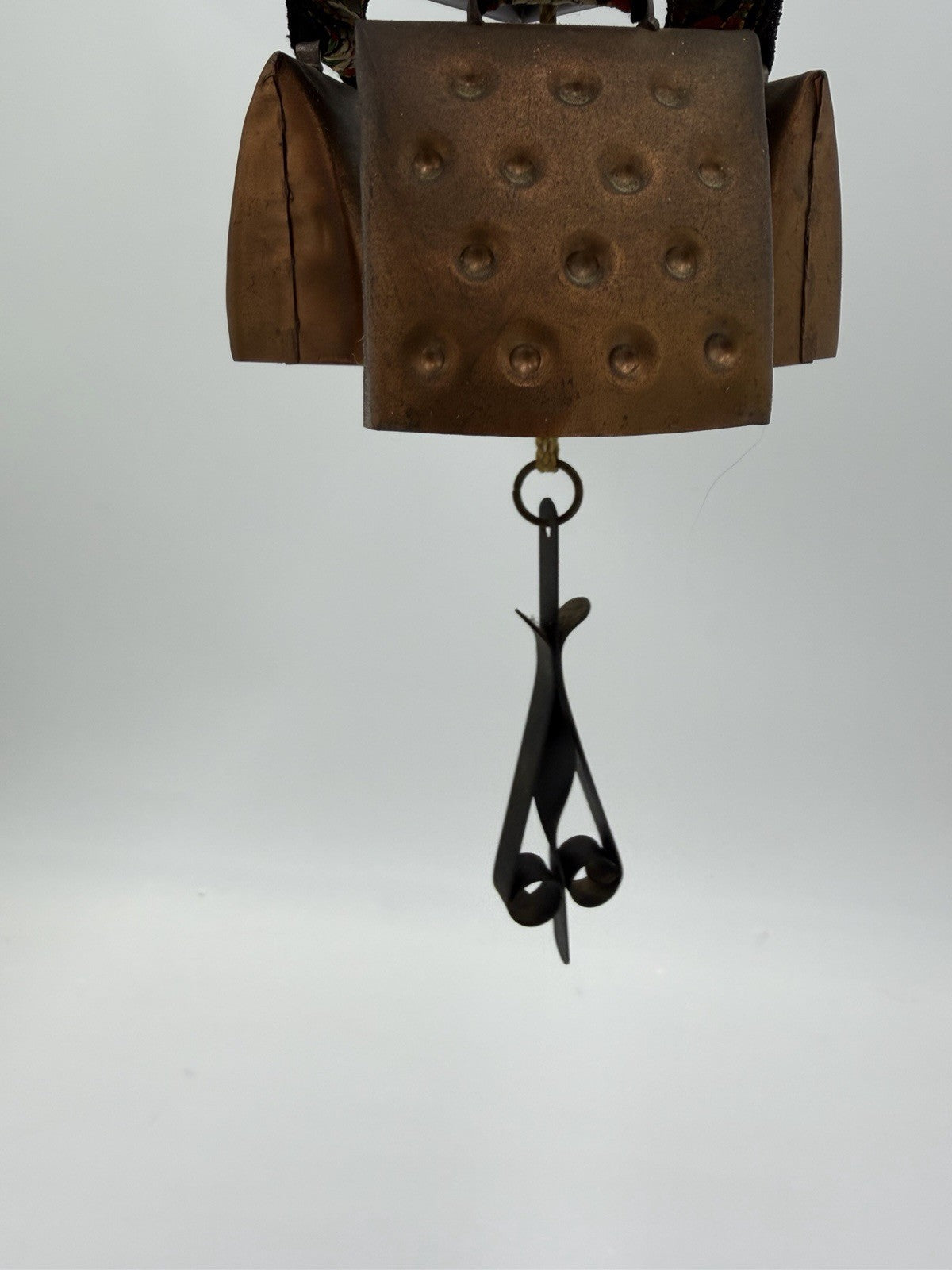 Vintage West Germany Hanging Cowbells Wind Chime 12” 3 Bells Rustic Copper