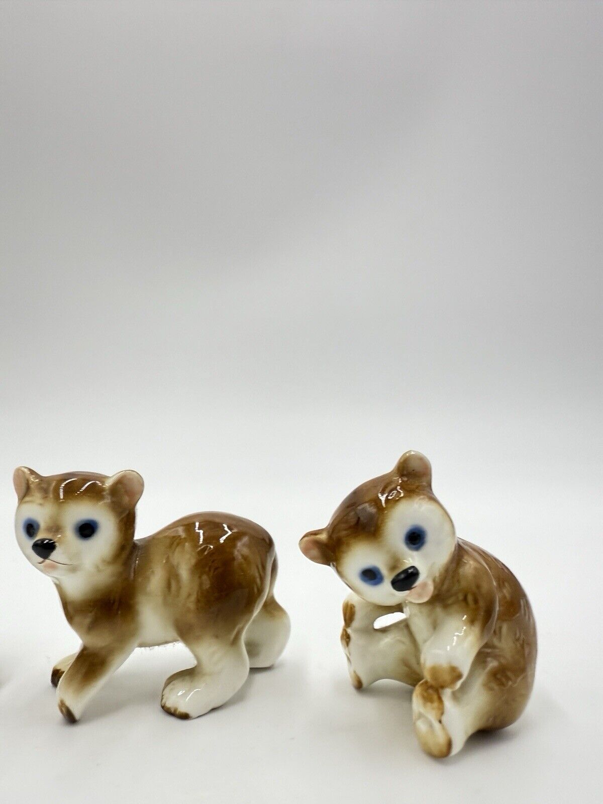 Vintage Japan Bone China Cubs Bear Set Porcelain Figurines Miniature