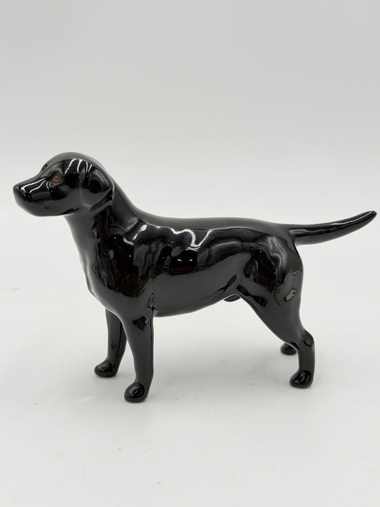 Vintage John Beswick England Black Porcelain Labrador Dog Miniature Figurine