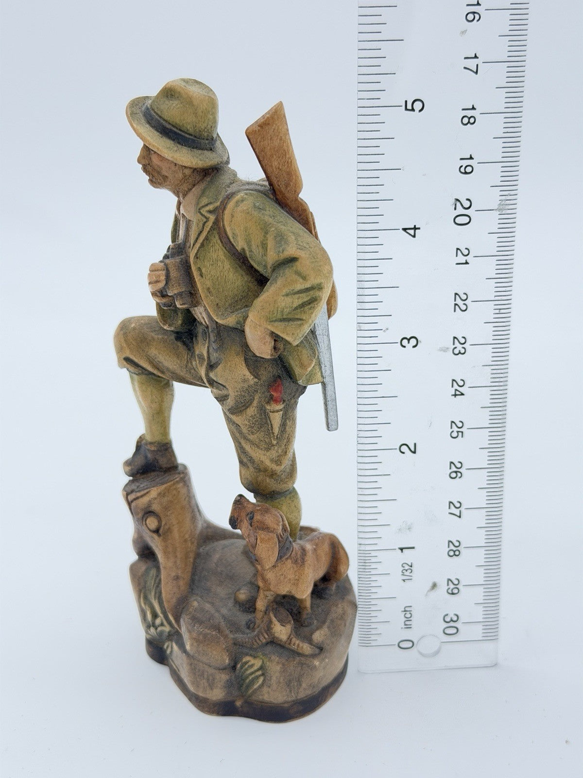Vintage Folk Art Dolfi Italy Hand Carved Wood Figurine YAEGER DOLD 5”H
