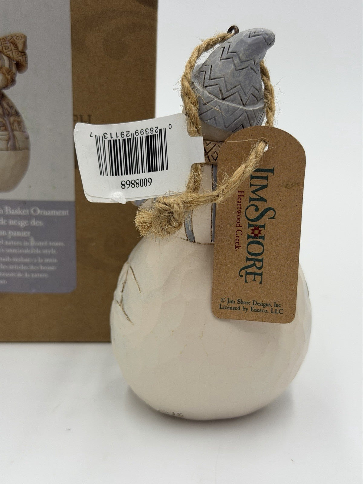 Jim Shore White Woodland 2021 Snowman W/basket Christmas Ornament