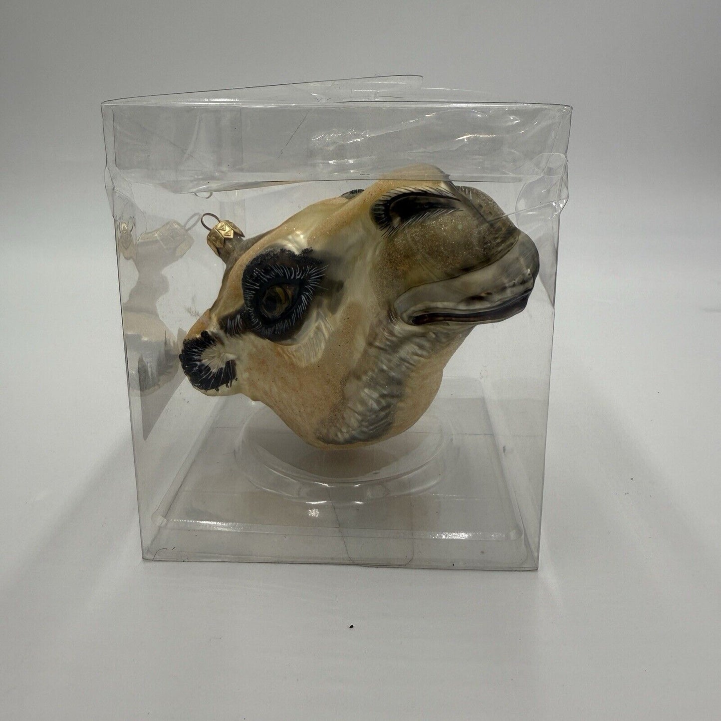 Slavic Treasures Blown Glass Ornament Camel Head Figurine Painted Vintage 5”x4”