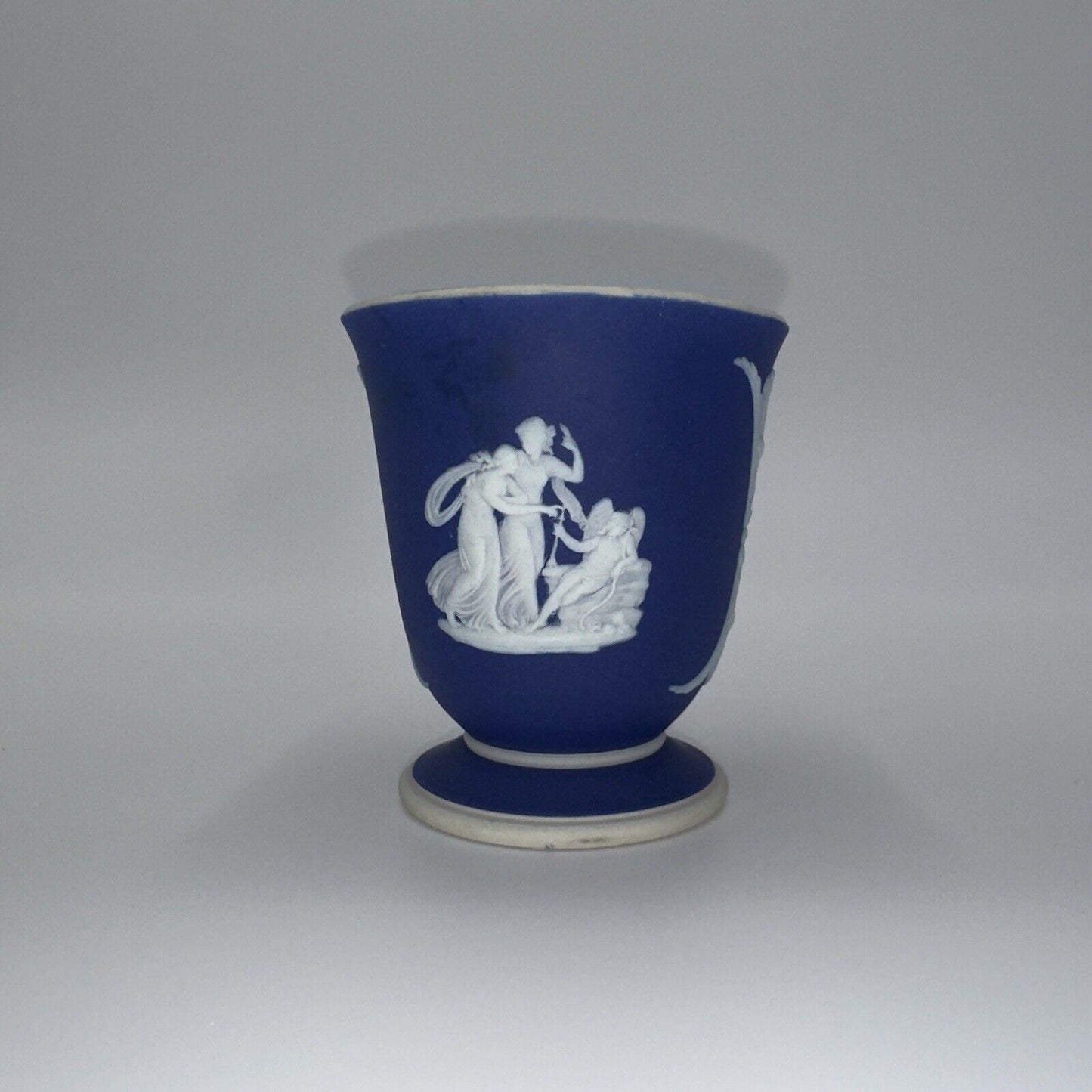 Wedgwood Vase Jasperware Cobalt Bud Goddess Angels England 3.25" Dark Blue