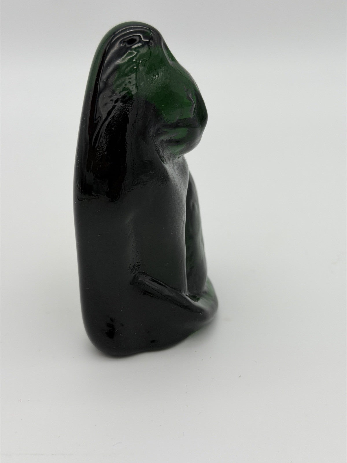 Blenko Art Glass Green Emerald Cat Kitty Abstract Signed 2025 Figurine 3.5”H