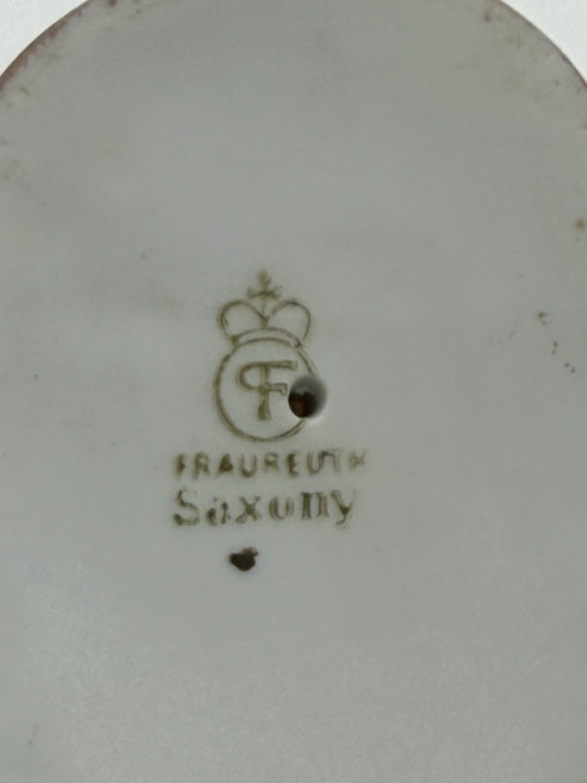 Antique Fraureuth Saxony Art Nouveau Germany Faun & Baby White/Gold Figurine 3.5