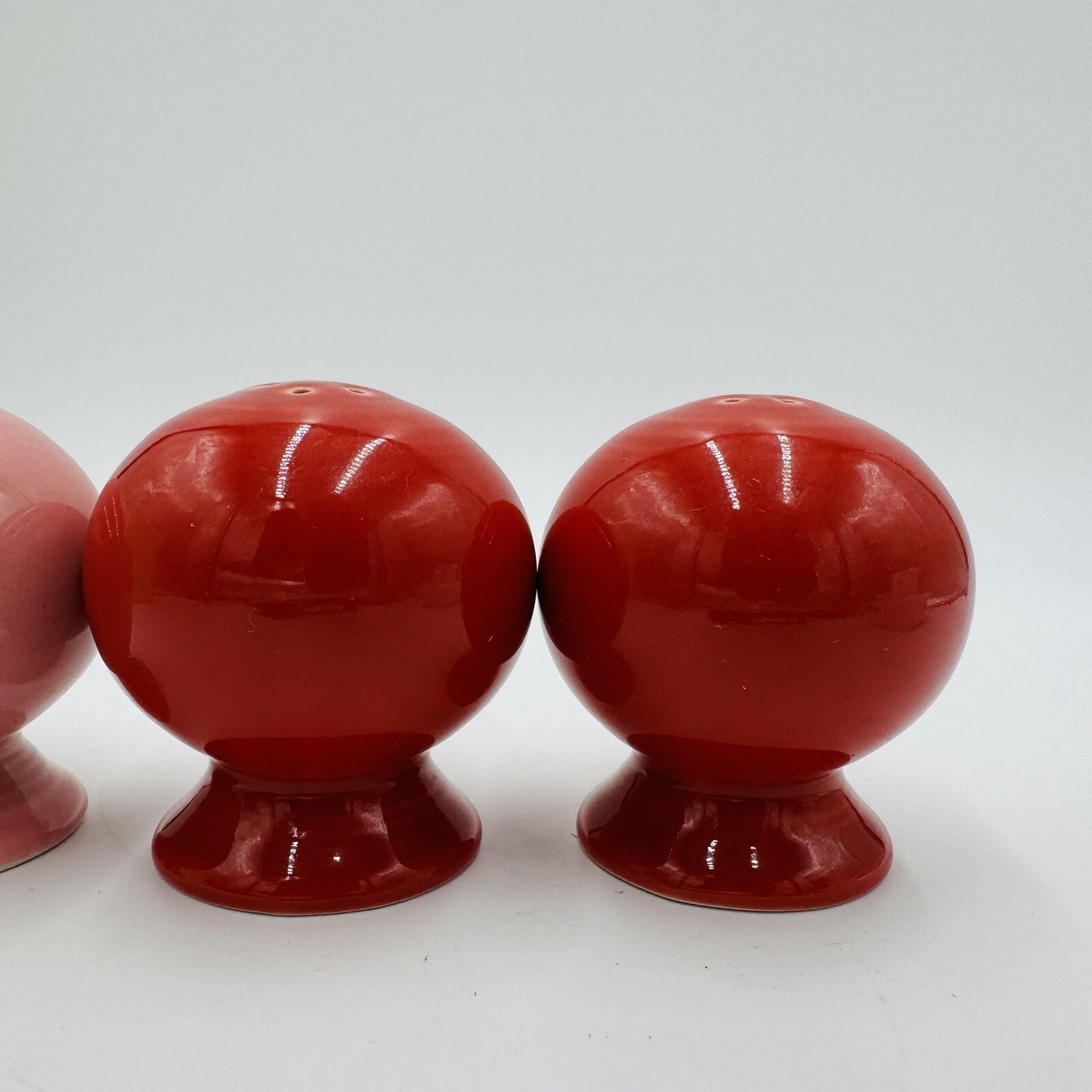 Fiestaware Salt And Pepper Shakers Red & Pink Set Pottery USA
