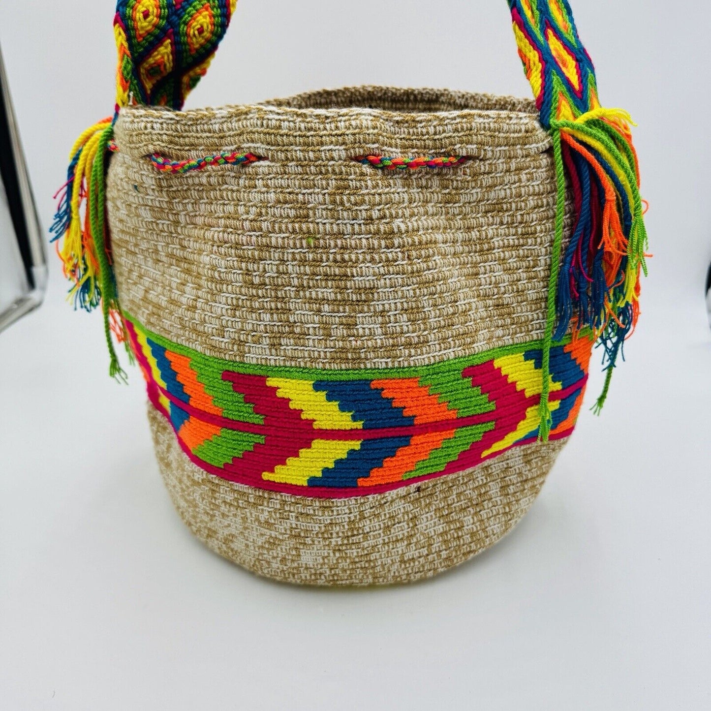 Authentic 100% Wayuu Mochila Colombian Bag Large Size Crossbody Multicolor