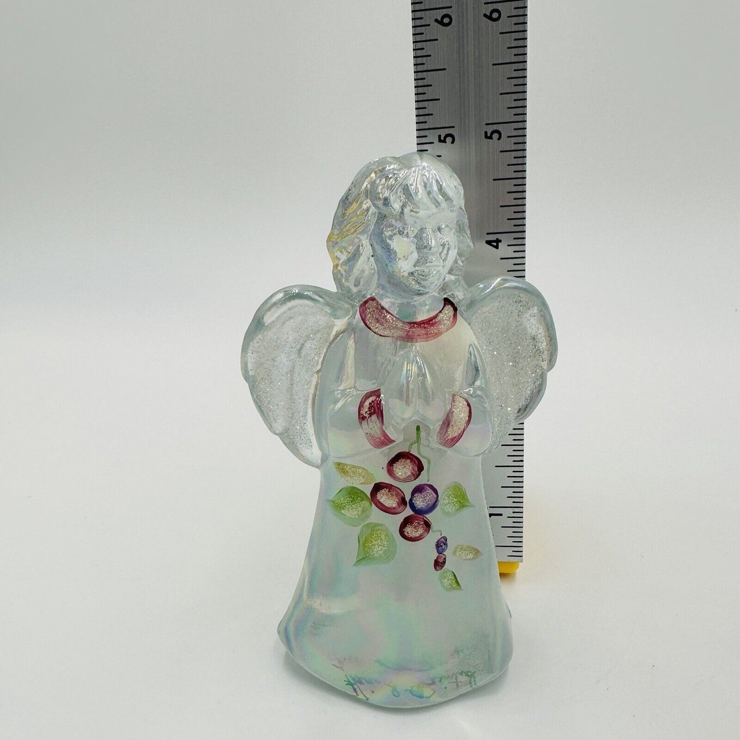 Fenton Angel Figurine 100 Year Anniversary Hand Painted Iridescent 2005 5in