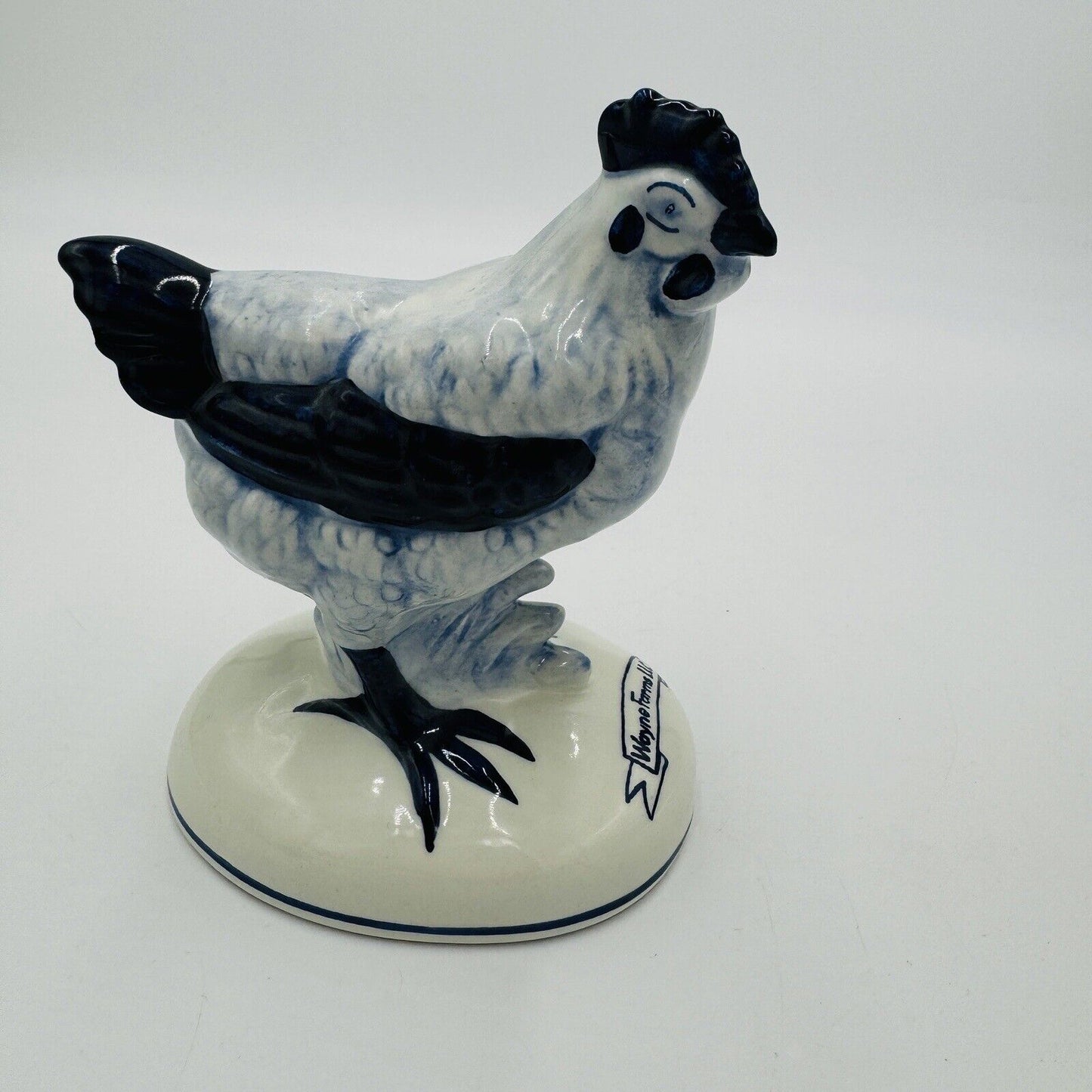 Delft Holland Pottery 701 Cobalt Blue White Chicken Hen Porcelain Figurine 5x6”