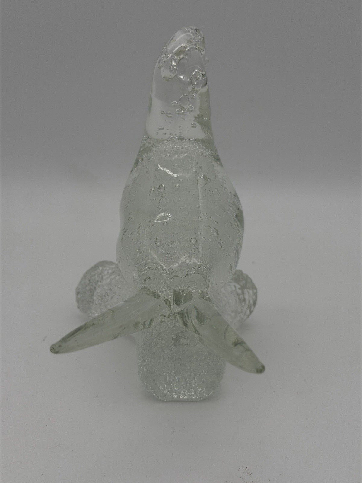 Murano Italy Art Glass Clear Bubble Seagull Bird On branch Figurine