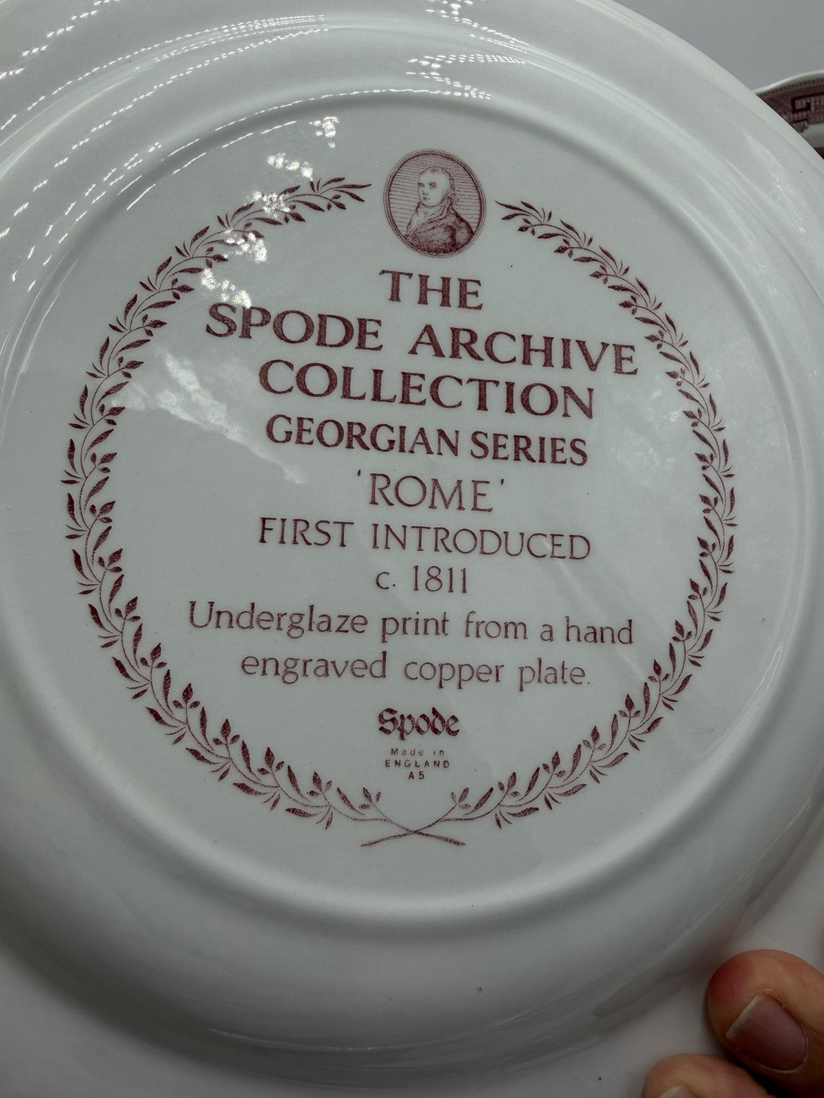 4 Spode England Porcelain Archive Collection  Plates Georgian Series Red 10.5in