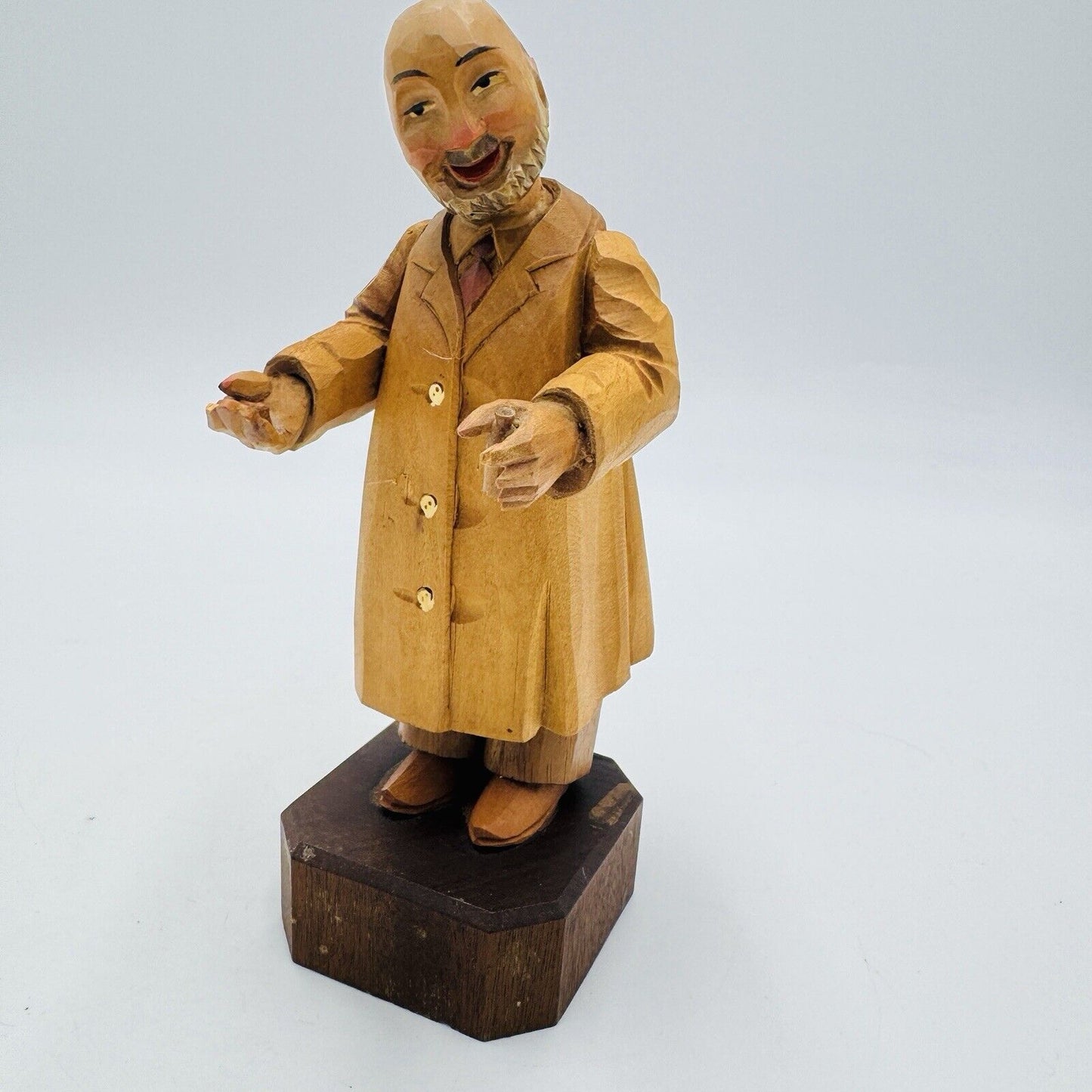 Vintage Anri Hand Carved Wood Doctor Figurine Pediatrics Medicine 6.75” Folk Art