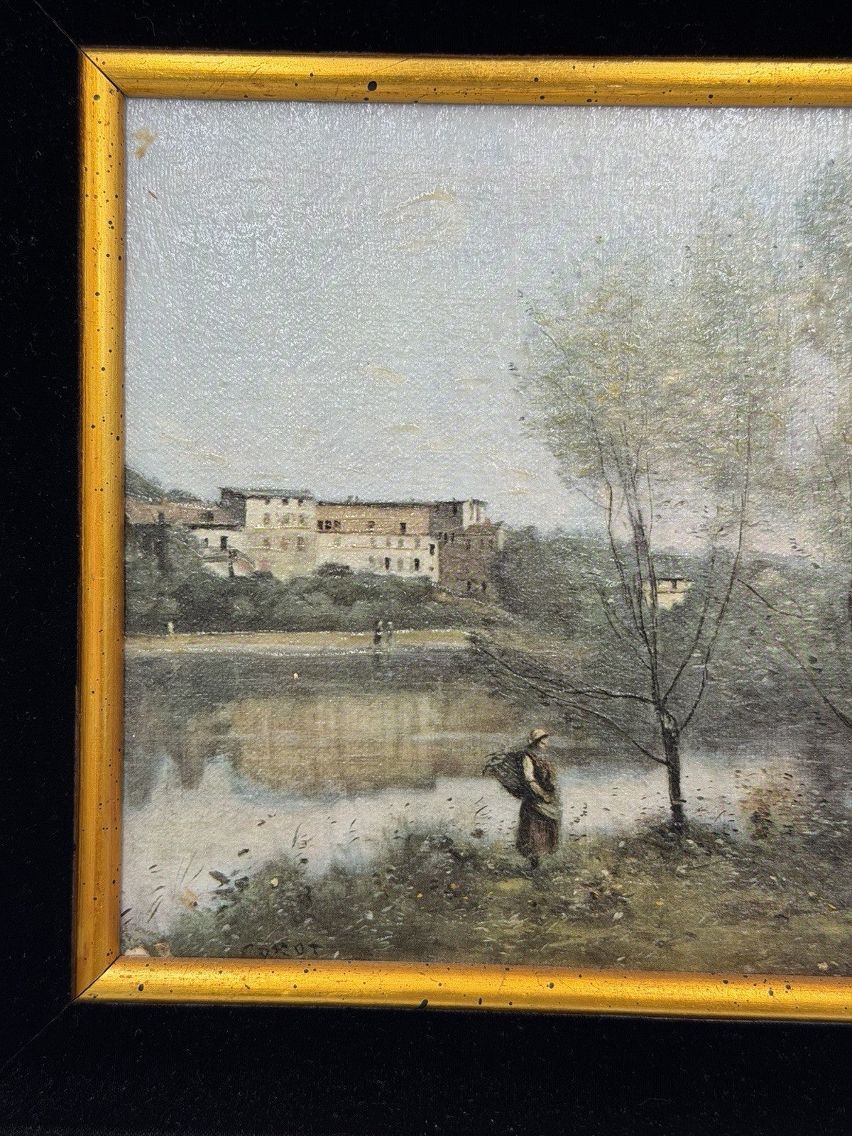 Antique Corot Signed French Oil Painting Jean-Baptiste-Camille 16”x14”