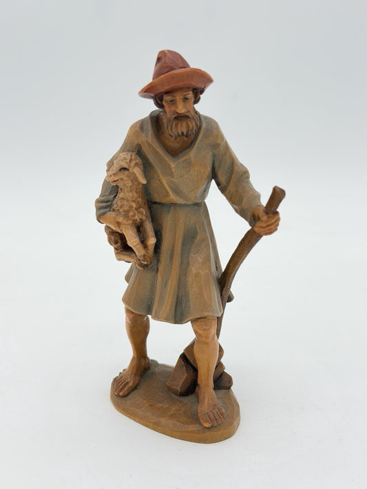 Anri Italy Folk Art Vintage Hand Carved Wood Shepherd Nativity Figurine 5.5”H