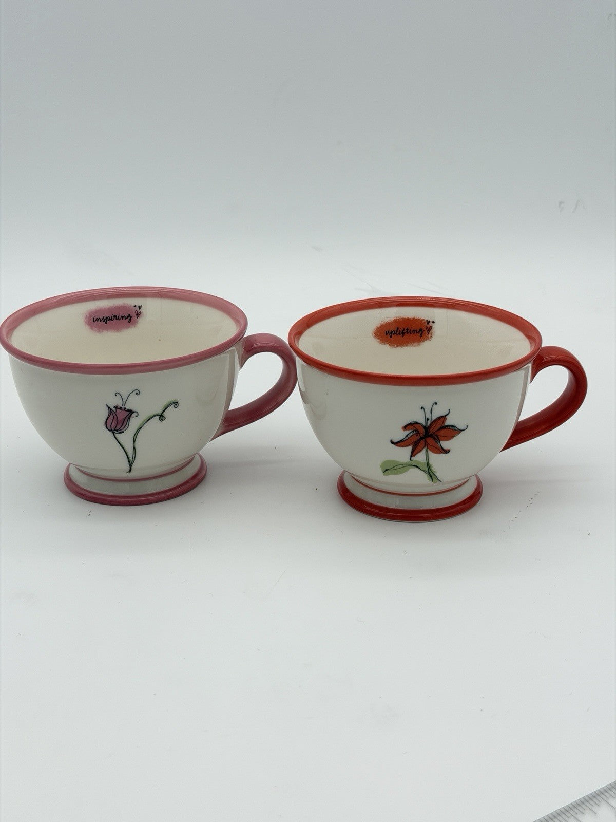 Starbucks Inspiring Uplifting 10oz Floral Footed Cup COFFEE TEA 2006 Floral Mugs