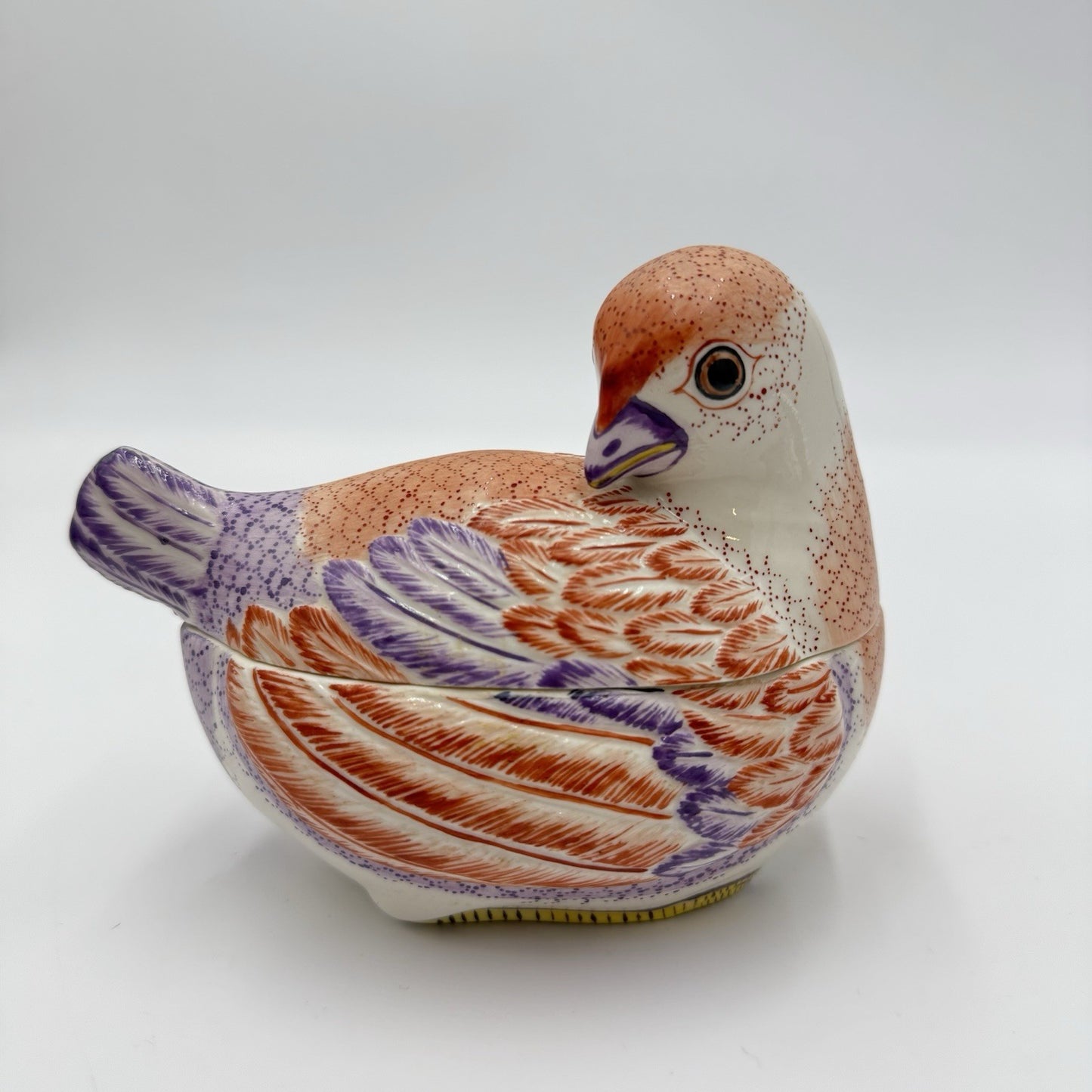 Mottahedeh House Nesting Quail Italy  Handpainted Trinket Box Porcelain Figurine