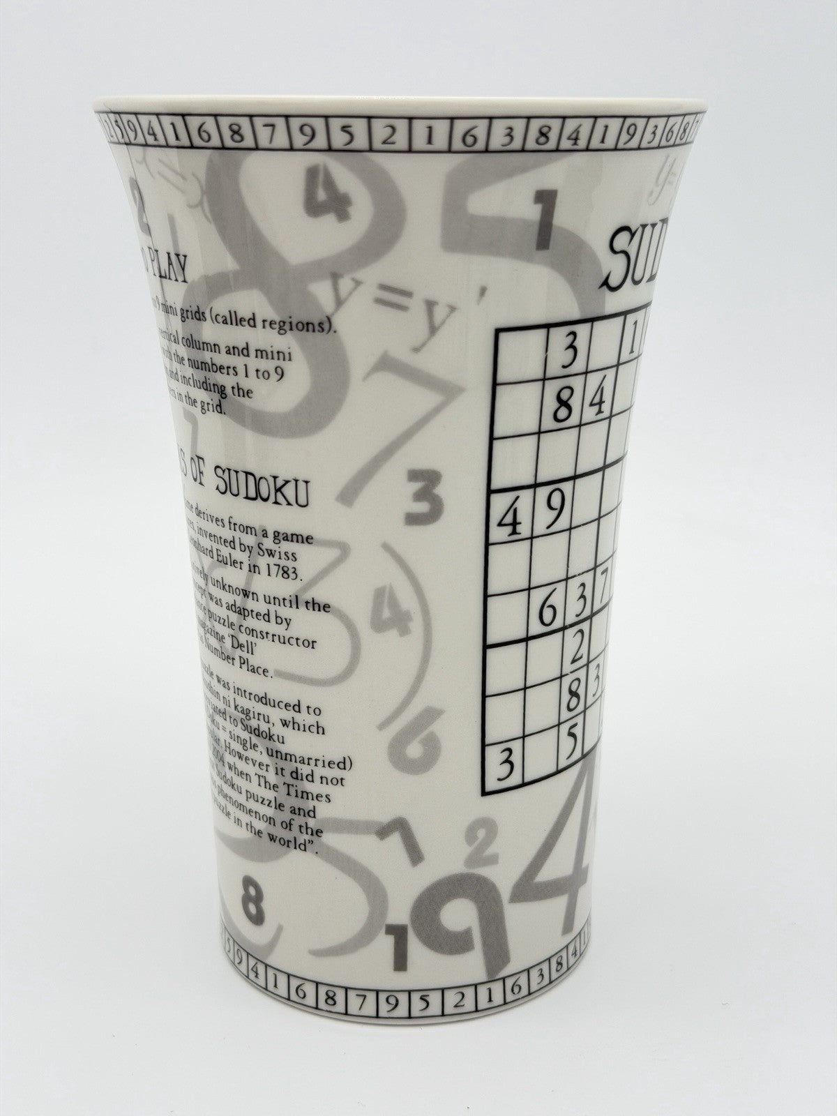Dunoon Porcelain England Tall Mug The Origins of Sudoku Coffee Mug Vintage