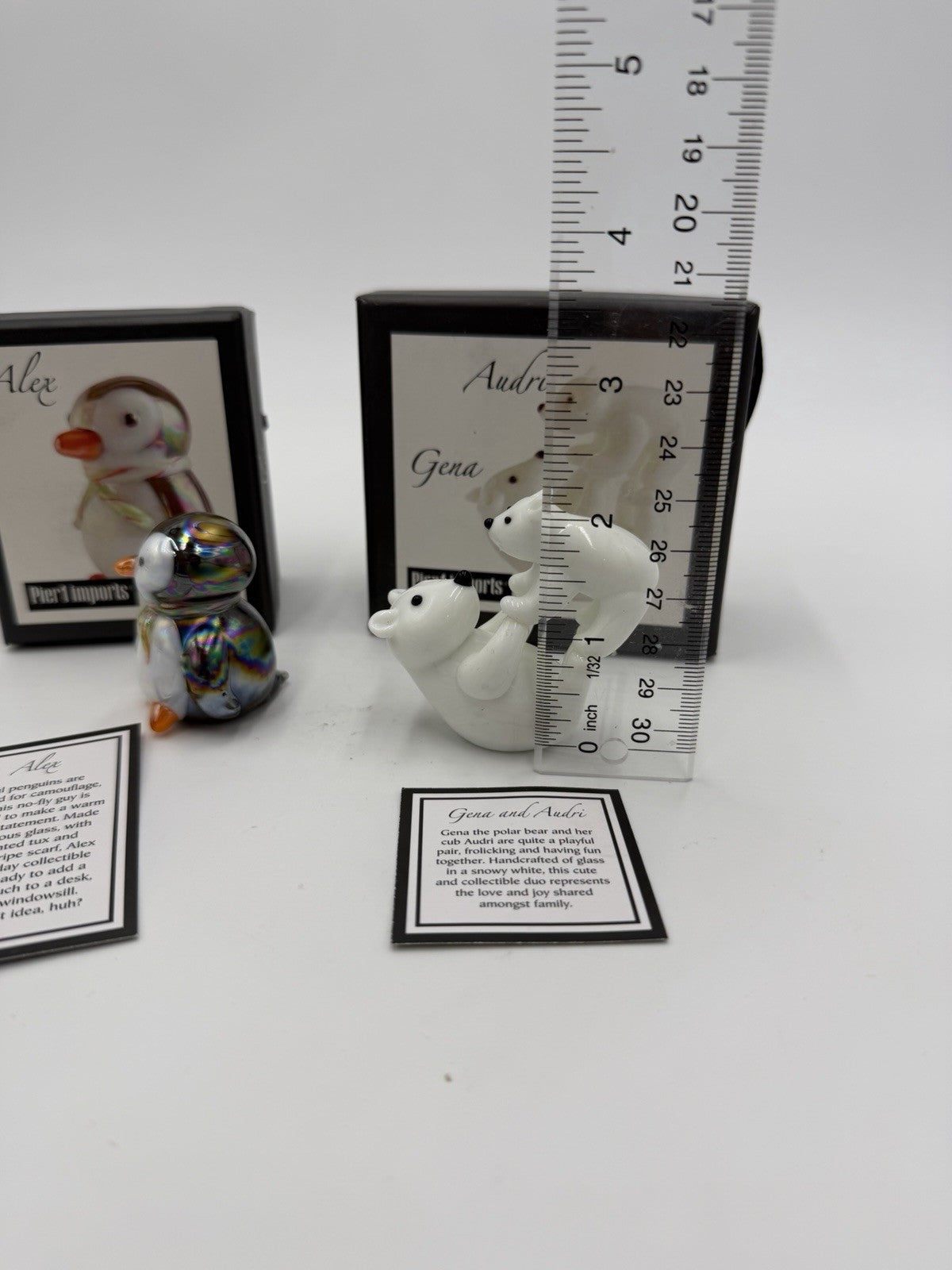 Vintage Pier 1 Imports Art Glass Penguin Alex & Gena Audri Polar Bear Figurines
