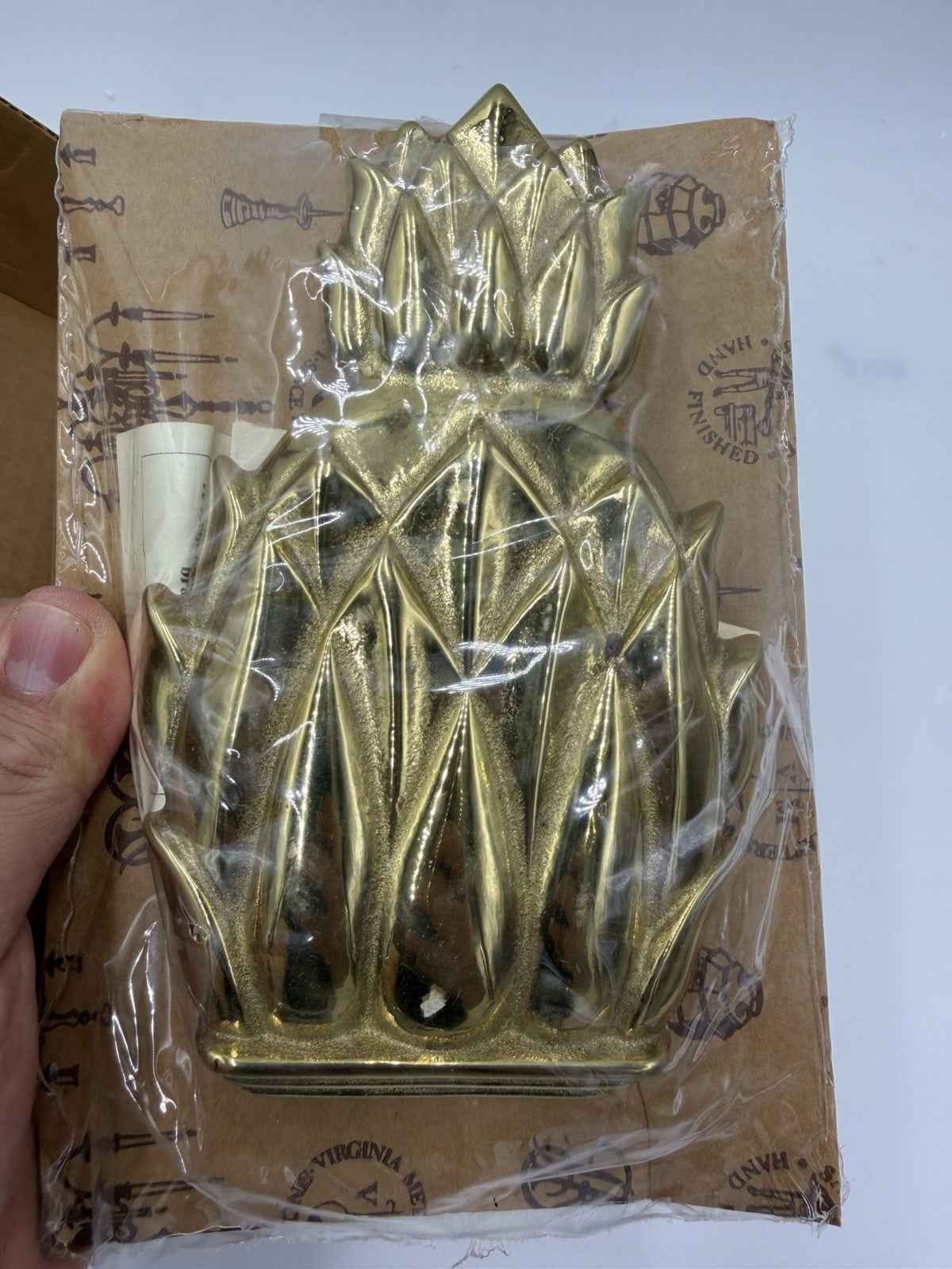 Virginia Metalcrafters Vintage Pineapple Solid Polished Brass Door Knocker 6”L