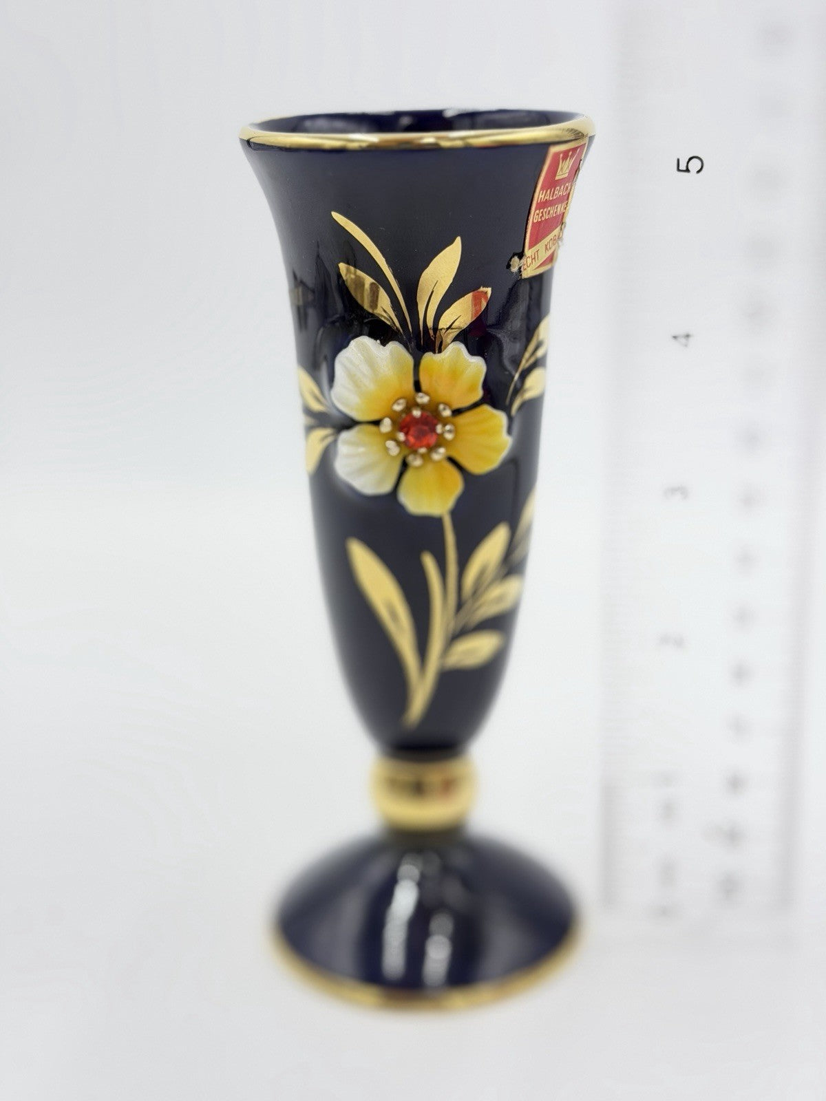 Antique Ges Gesch Geschenke Germany Cobalt Blue Gold Flowers 5”H Porcelain