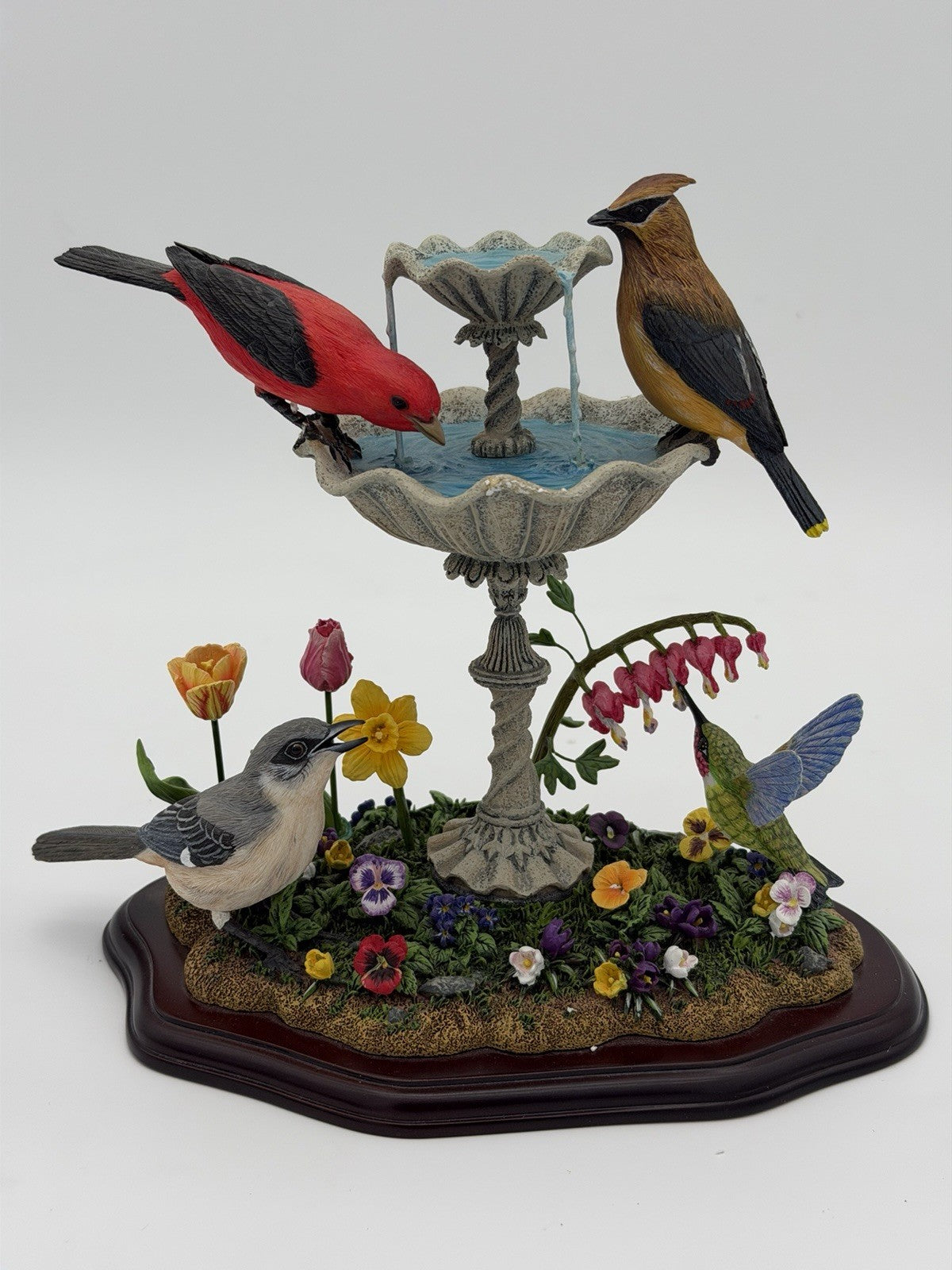Danbury Mint Spring Gathering Bob Guge Bird Bath Painted Floral Season Figurine