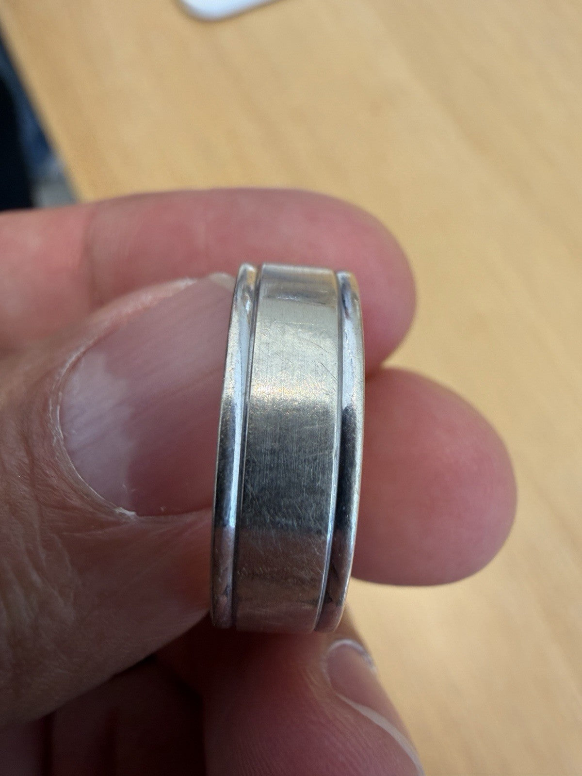 10k White Gold Men Size 9 Wedding Band Wide 6mm People’s Jewelry Store 4.3g