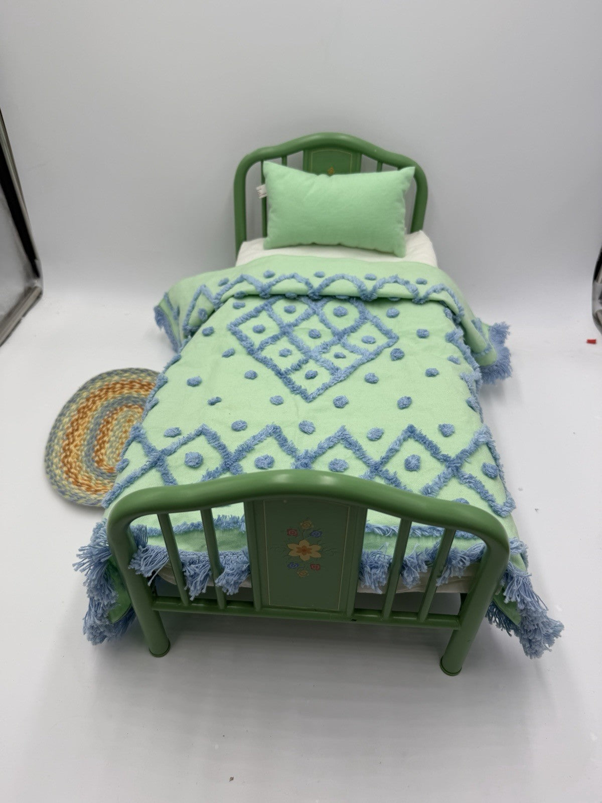 18" American Girl Doll Kit Kittredge Green Day Bed & Tufted Bedding Set Metal