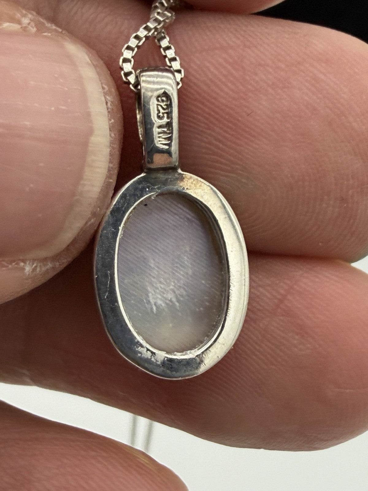 sterling silver four leaf clover pendant necklace Vintage Irish Oval 18”