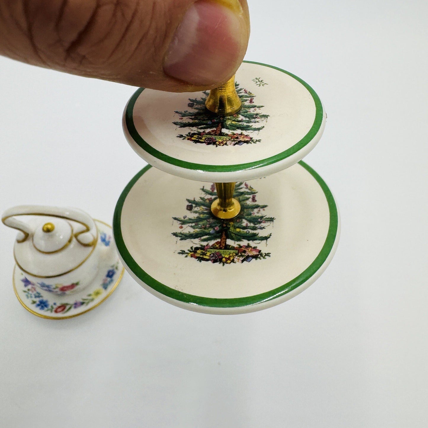 Spode Miniatures Teapot Plate 2 Tier Serving Tray Miniatures 2in Rare Vintage