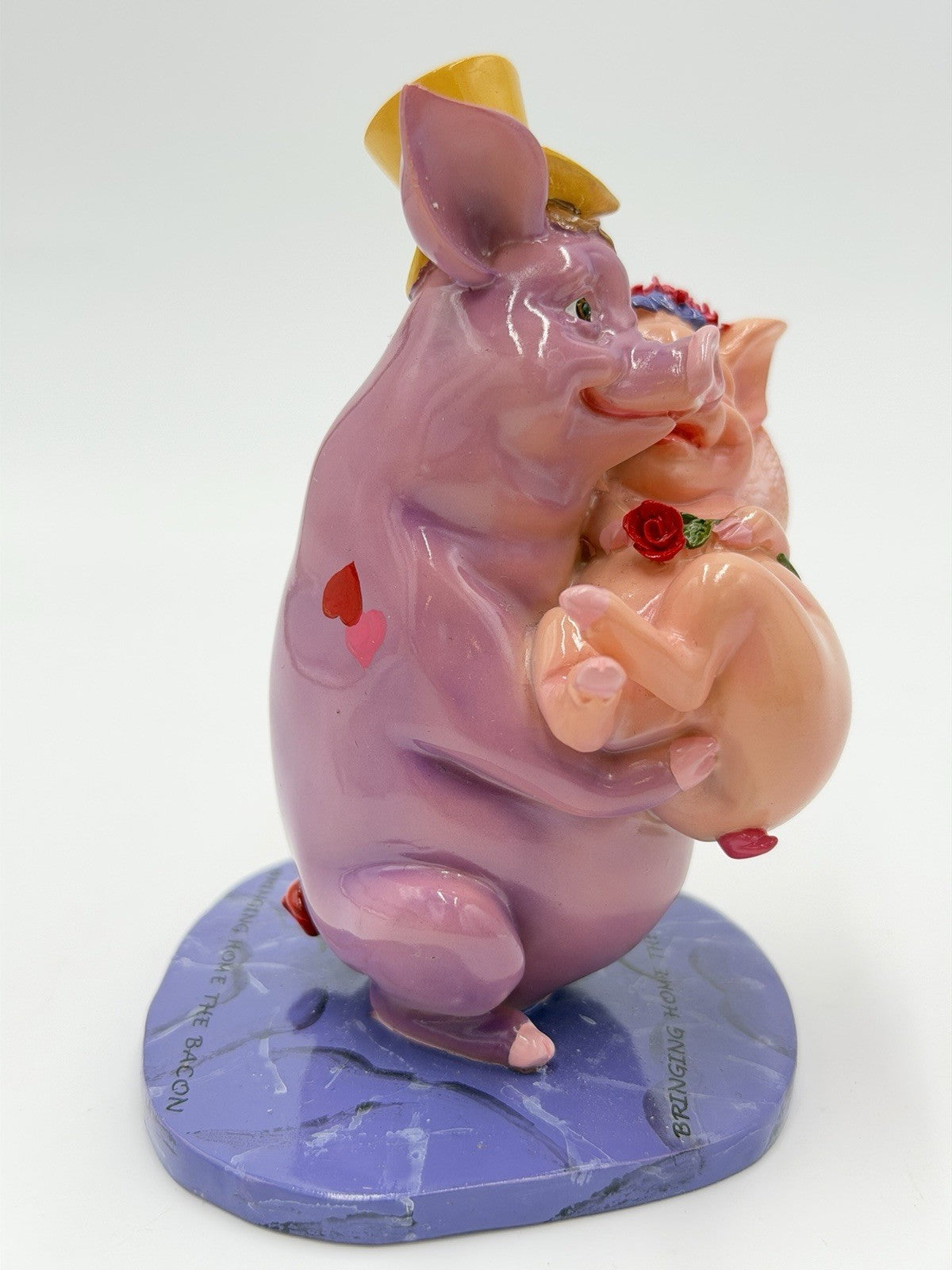 Vtg Pig Invasion Bride & Groom Cake Topper  Pigs Figurine Bringing Home Bacon 4”
