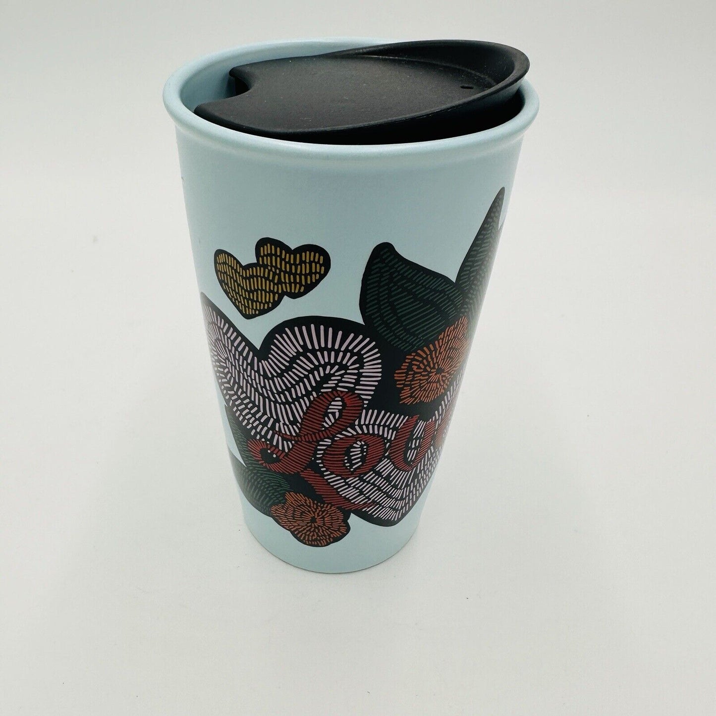 Starbucks Tumbler Love Valentine Stitch Tattoo Cup 12oz Ceramic Blue Coffee Mug