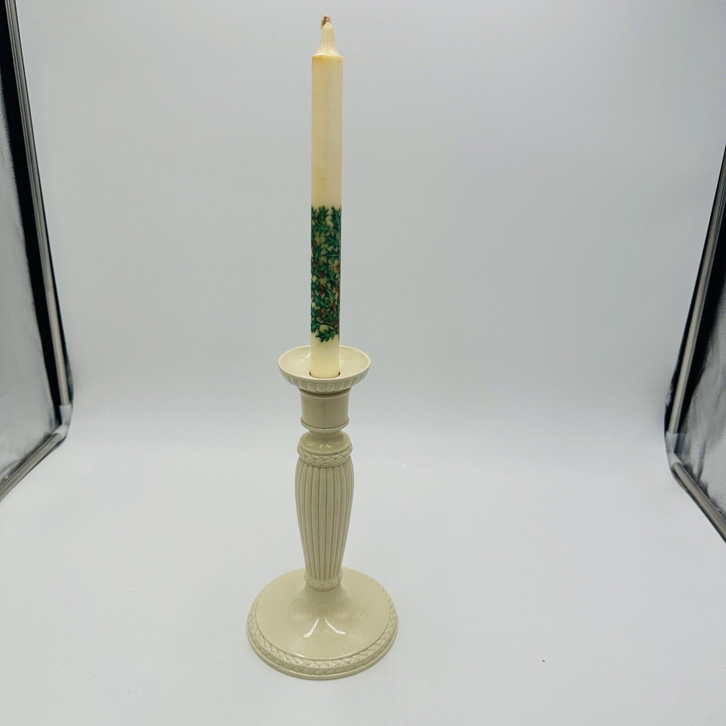 Wedgwood Candlesticks Etruria & Barlaston 10in Embossed Cream England Vintage