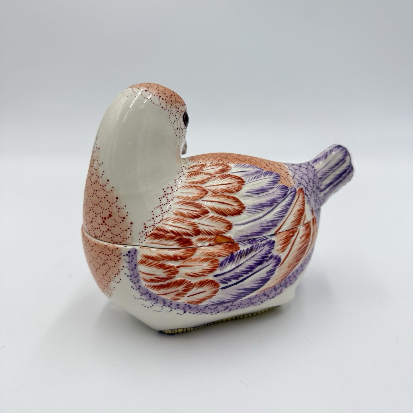 Mottahedeh House Nesting Quail Italy  Handpainted Trinket Box Porcelain Figurine