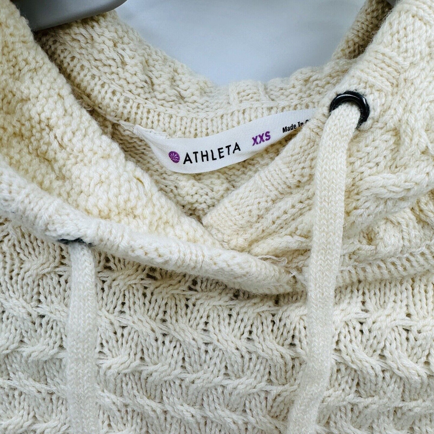 Athleta Dress Coldspell Women Size XXS Sweater Merino Wool beige Hooded