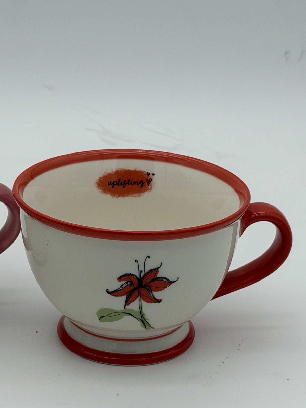 Starbucks Inspiring Uplifting 10oz Floral Footed Cup COFFEE TEA 2006 Floral Mugs