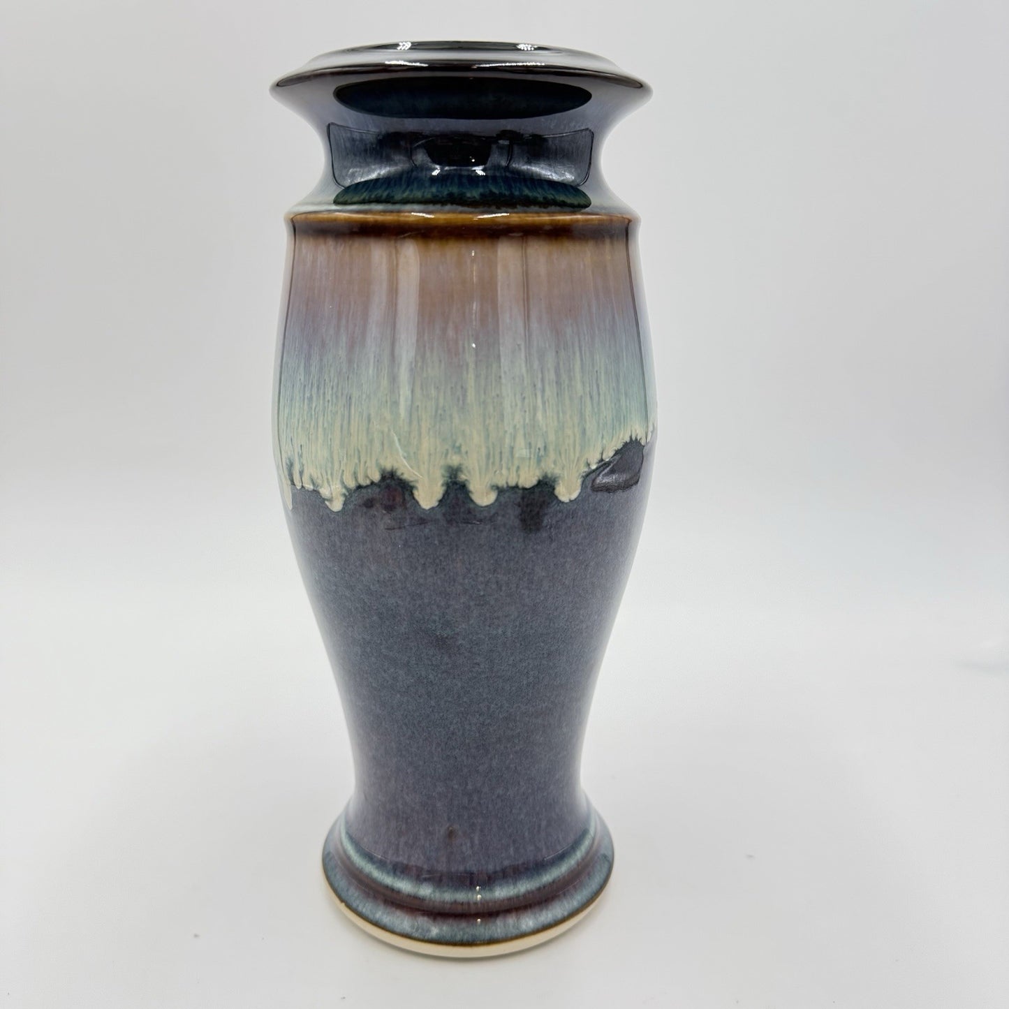 Vintage Bill Campbell Studio Art Pottery Crystalline Drip Glazed 9.5” Urn Vase