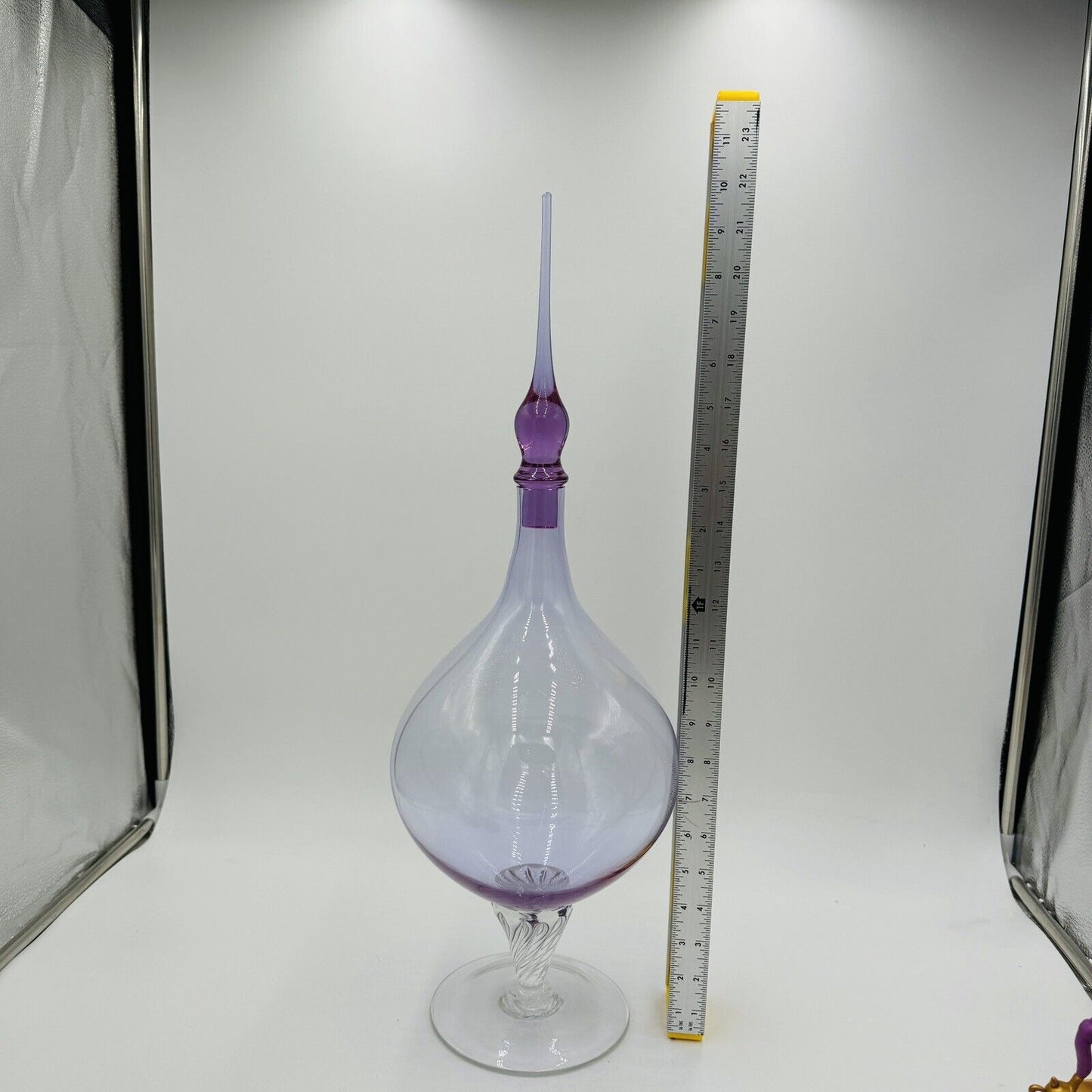 Global Views Art Glass Genie Bottle Julia Buckingham Italy Decanter 22” Purple