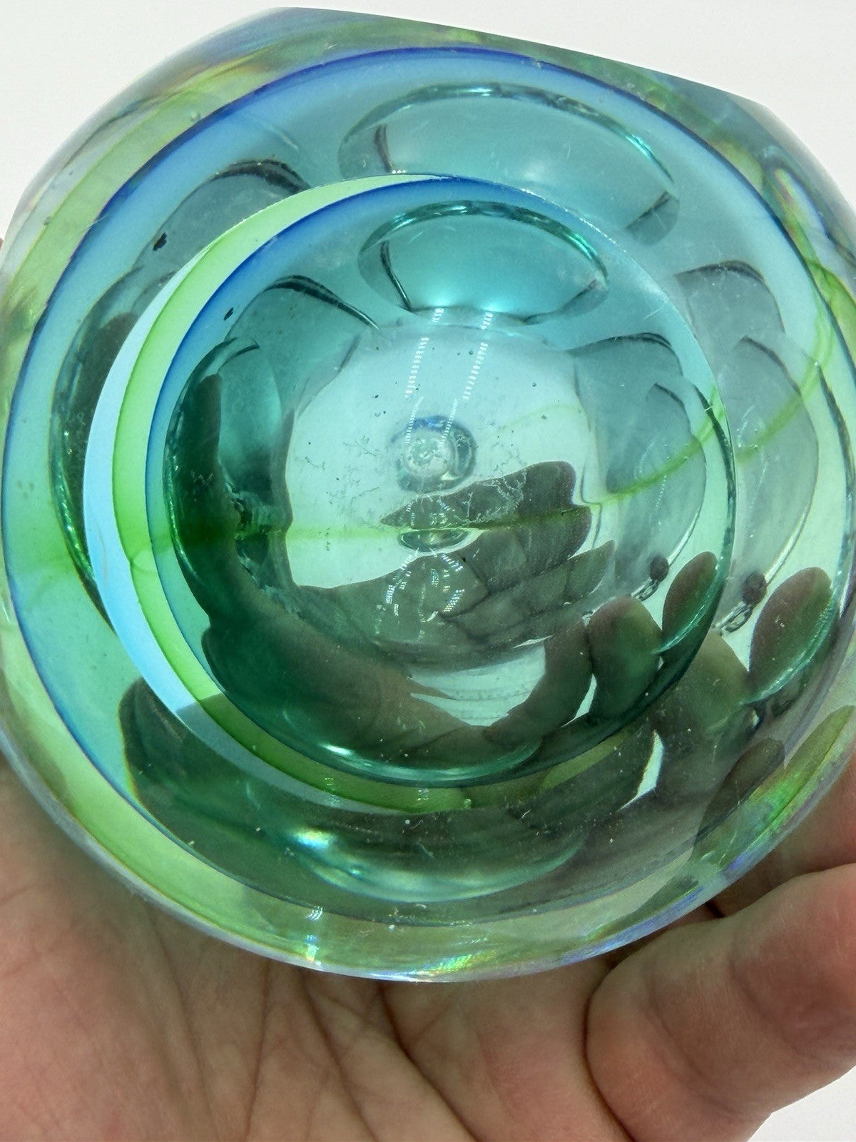 Vintage Murano Italy Flavio Poli Sommerso Faceted Art Glass Bottle Vase 4”