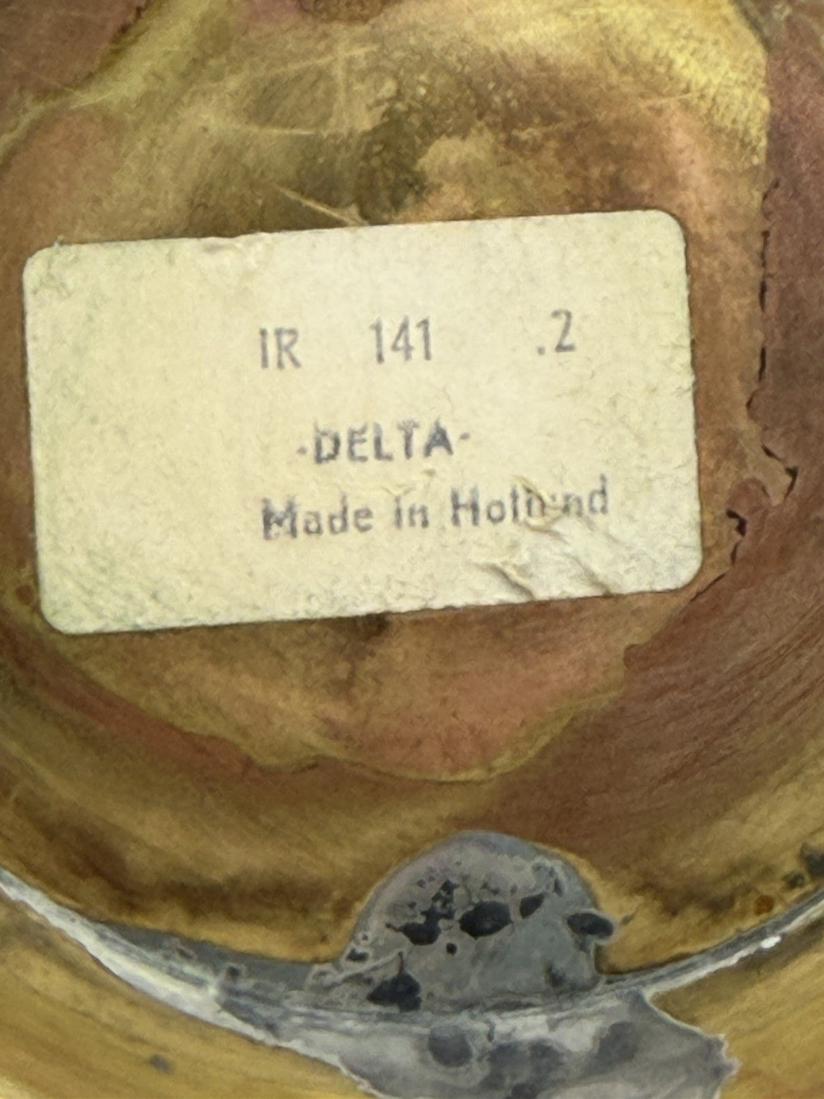 Vintage Delft Holland Brass Ash Scuttle Bucket Lion Head Porcelain Handle 9.5”H