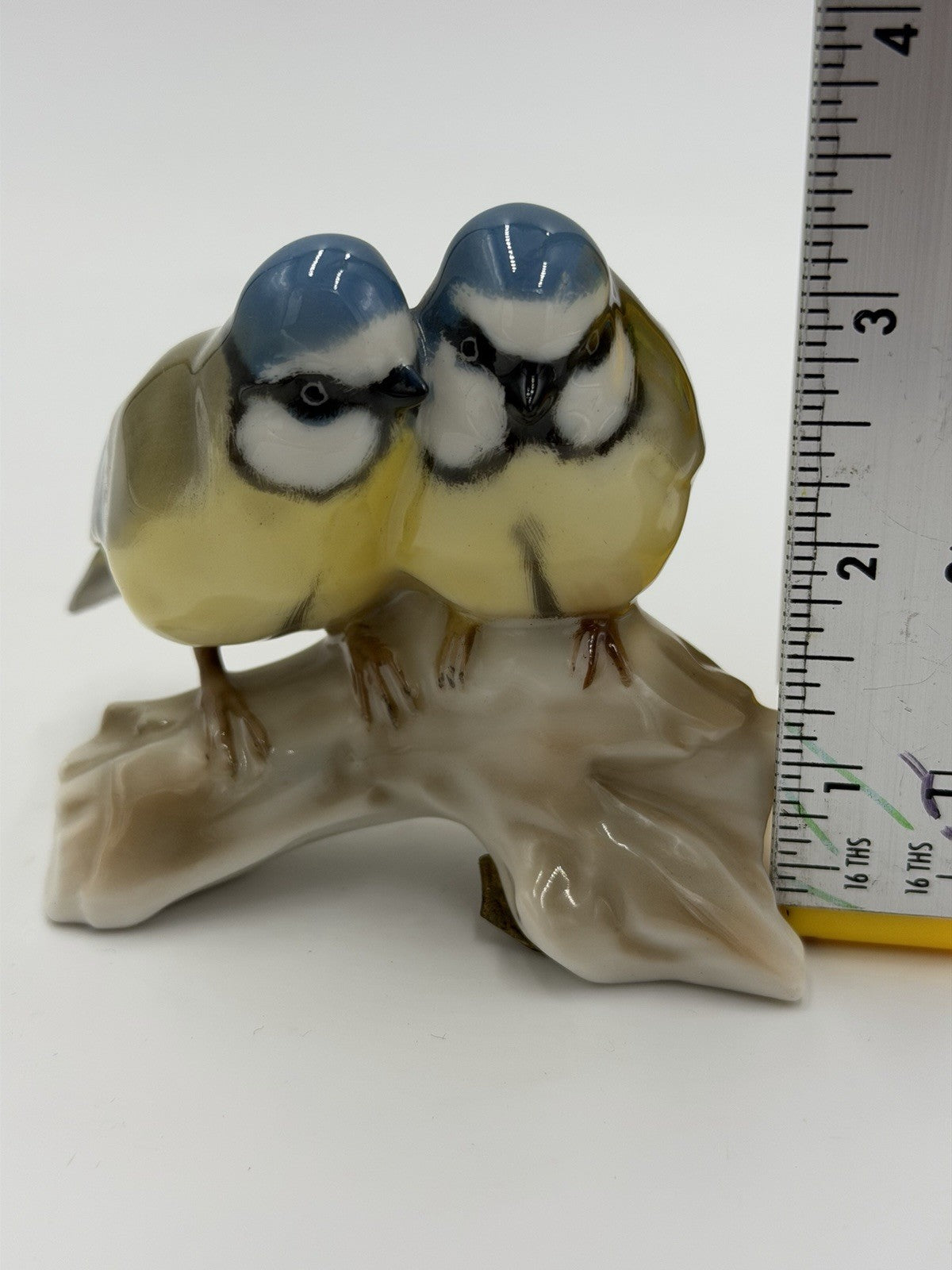 Hutschenreuther Germany Porcelain Blue Titmouse Birds Figurine 3.5”Vtg
