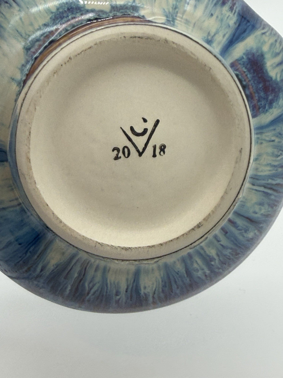 Bill Campbell Studio Art Pottery Gravy Sauce Boat  Brown Blue Drip Glaze 4.5”x6”
