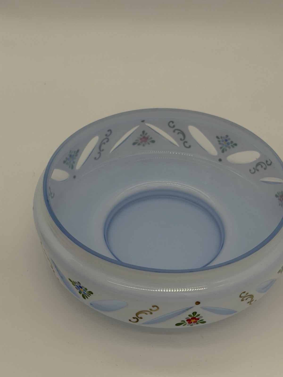 Czech Bohemian Baby Blue Cased to Blue Art Glass Lidded Candy Dish Large 6”x5”
